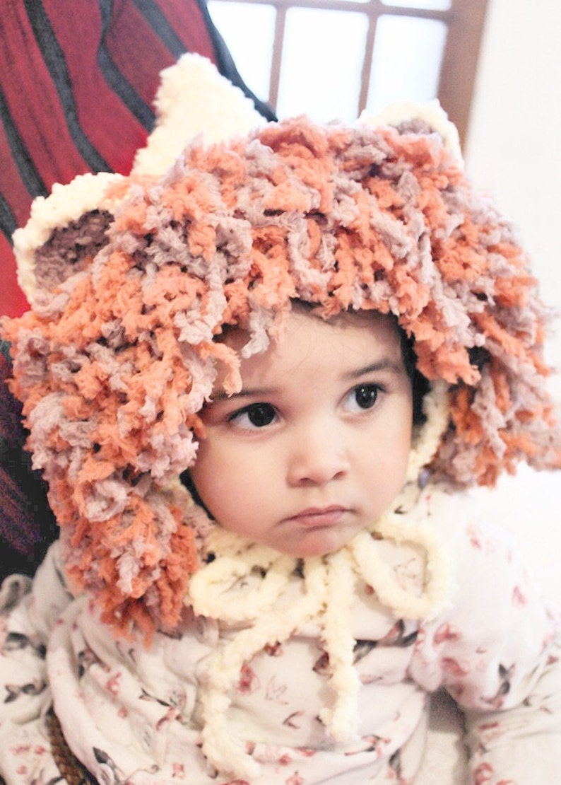 PREORDER 6 to 12m Lion Hat Baby Lion Mane Hat Animal Hat Baby Bonnet Crochet Lion Baby Hat Yellow Brown Orange Baby Photo Prop image 4