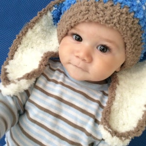 PRE-ORDER Baby Boy Bunny Ears Easter Hat, Crochet Blue Stripe Easter Rabbit Costume Beanie, Choose Newborn, Toddler, Kids & Adult Sizes image 5