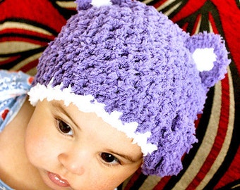 PREORDER 2T to 4T Girl Kids Bear Hat Mitten Set Purple Bear Beanie Kids Hat Crochet Flower Girl Hat Matching Set Toddler Gift Photo Prop