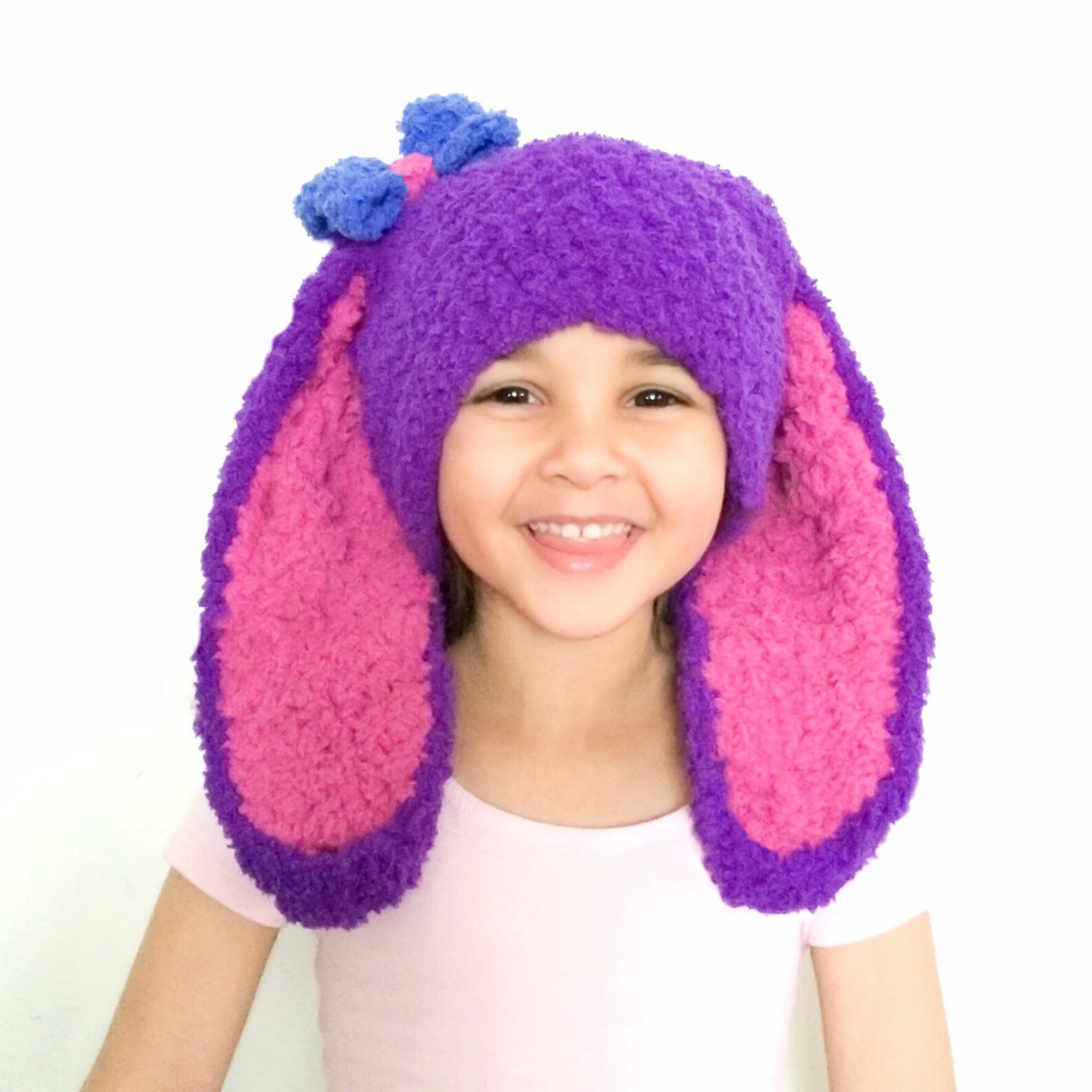 2T to 4T Toddler Bow Bunny Hat Purple Raspberry Bunny Ears Etsy