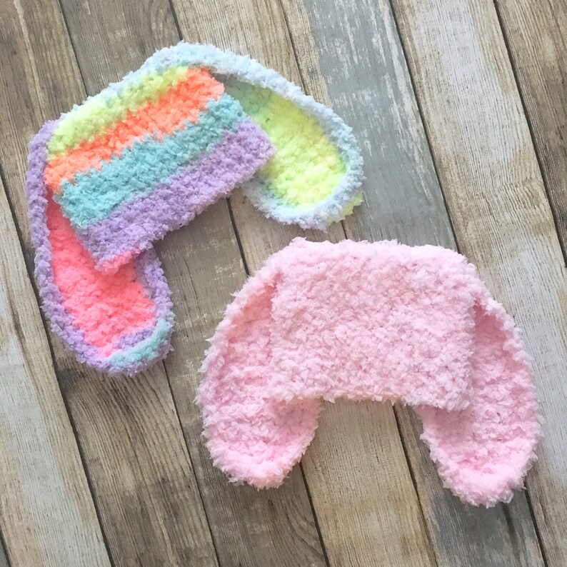 3 to 6m Baby Pink Bunny Hat Infant Girl Crochet Bunny Ears image 5