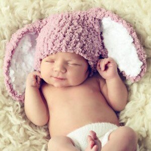 PRE-ORDER Premature Newborn Rose Pink Bunny Ears Hat, Tiny Reborn Girl Soft Crochet Rabbit Costume Beanie, Preemie Easter Baby Shower Gift image 1