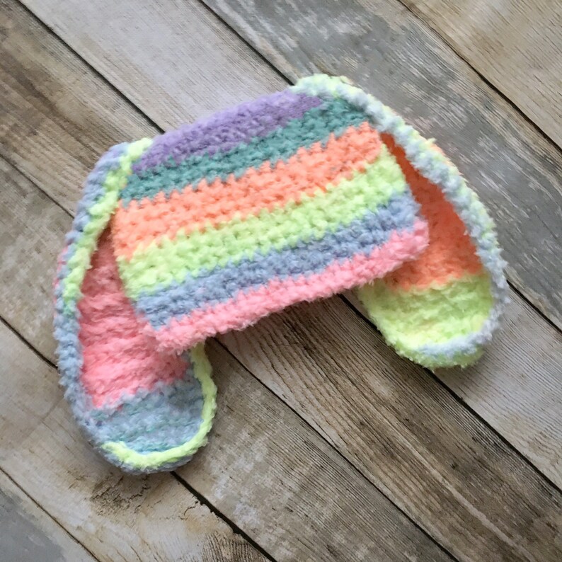 3 to 6m Baby Pink Bunny Hat Infant Girl Crochet Bunny Ears image 8