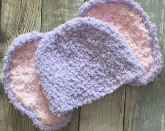 PRE-ORDER 3 to 6m Lilac & Pink Elephant Baby Hat, Infant Big Ears Halloween Costume Prop, Zoo Animal Dress Up Accessory, Cute Fluffy Beanie