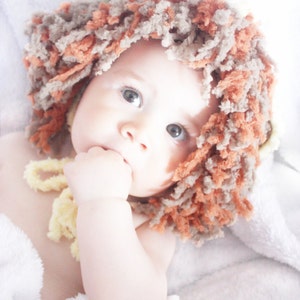PREORDER 6 to 12m Lion Hat Baby Lion Mane Hat Animal Hat Baby Bonnet Crochet Lion Baby Hat Yellow Brown Orange Baby Photo Prop image 3