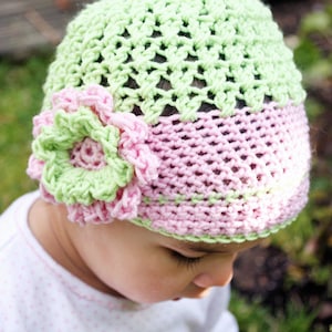 Newborn to 5T-Preteen Baby Shower Gift Made to Order Newsboy Hat with Large Crochet Flower