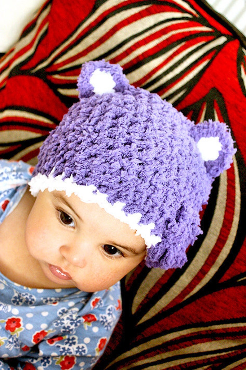 0 to 3m Newborn Bear Hat Purple Baby Hat and Mittens Baby Shower Gift Crochet Flower Baby Bear Hat Set Infant Photo Prop