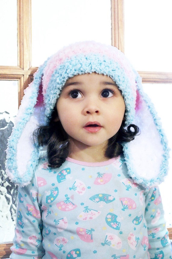4T Kids Stripe Bunny Hat Mint Baby Pink 
