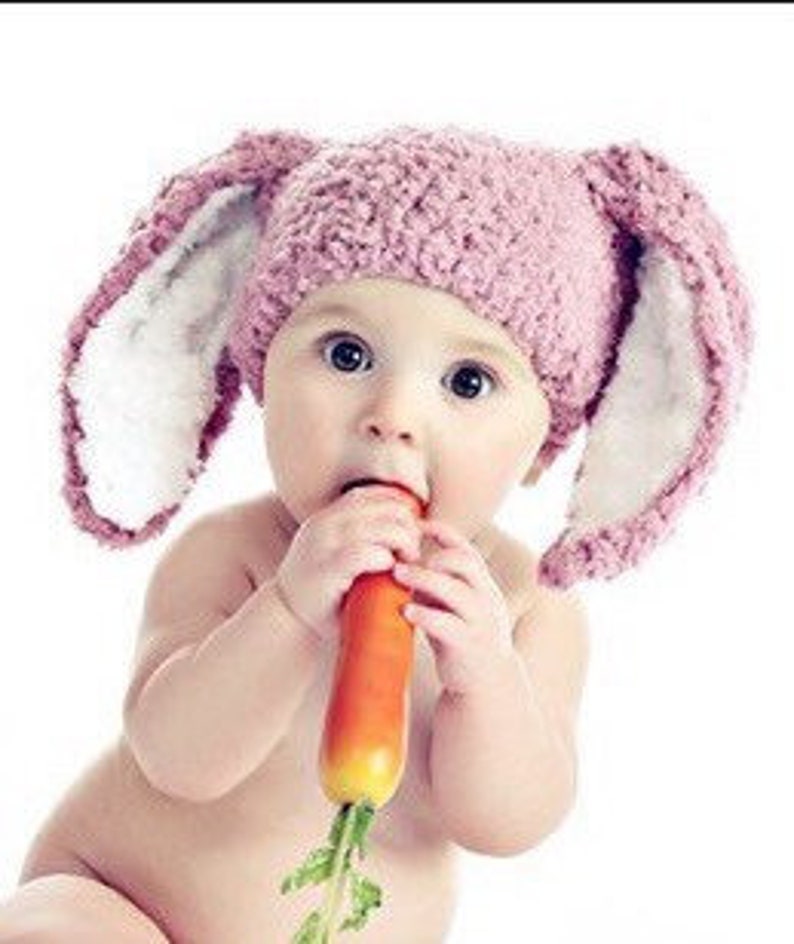 PRE-ORDER Premature Newborn Rose Pink Bunny Ears Hat, Tiny Reborn Girl Soft Crochet Rabbit Costume Beanie, Preemie Easter Baby Shower Gift image 4