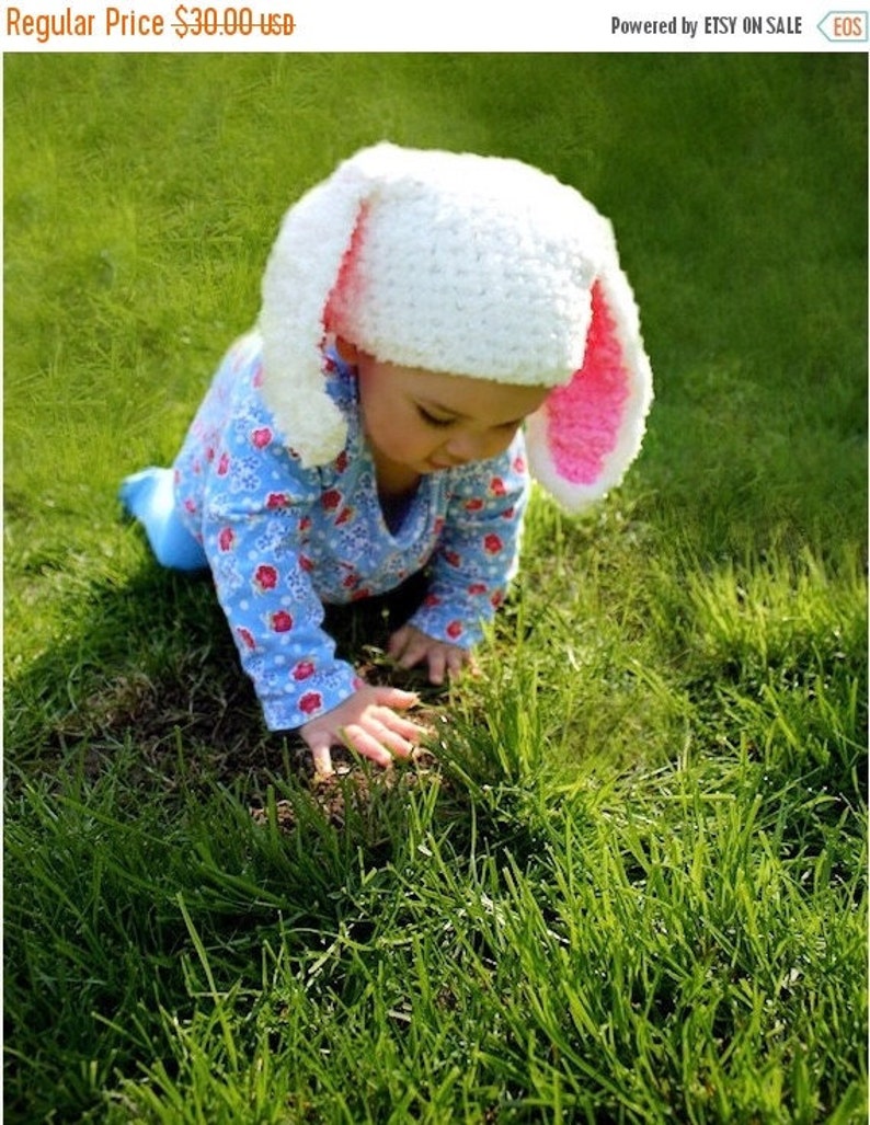 PREORDER 6 to 12m Baby Bunny Hat, Cream & Hot Pink Easter Rabbit Ear Beanie for Girls, Halloween Gift, Cute Costume Accessories for Toddlers image 2