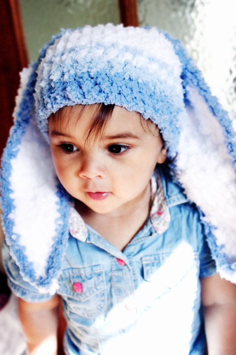 3 to 6m Baby Bunny Hat Blue Stripe Bunny Beanie Crochet Baby Hat Blue White Bunny Ears Costume Rabbit Hat Bunny Photo Prop Spring Gifts