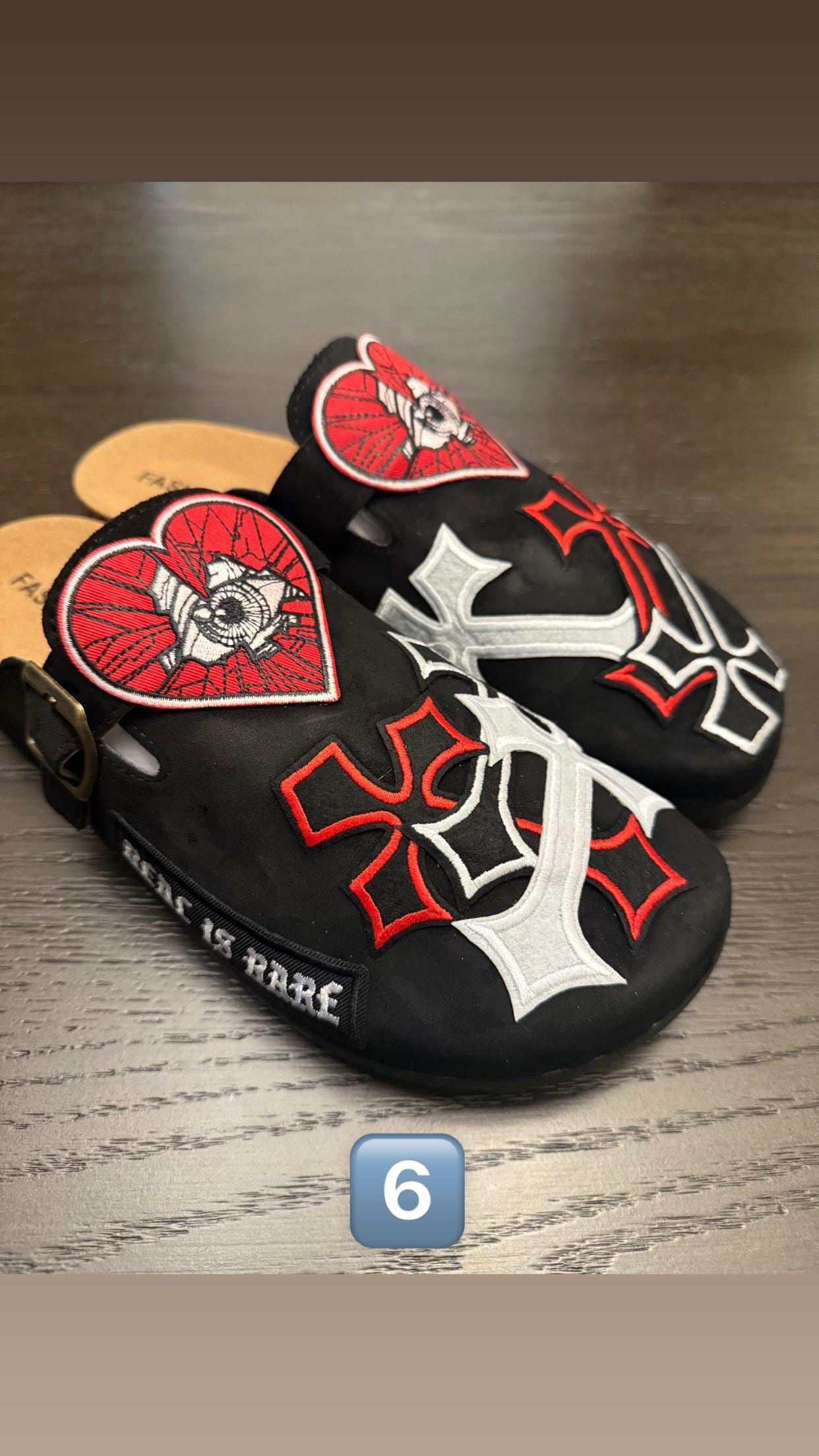 Custom Black Playing Card Patch Clogs | Handmade Streetwear Clogs | All Sizes a/ custom clogs *Read description* – Milycharmsit main image 3