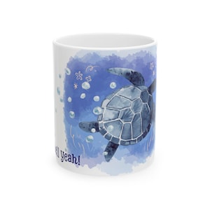 Sea Turtle Ceramic Mug for Ocean Lover Gift, Beach House Decor, Cute Turtle Coffee Cup, Eco-Friendly, Sea Life Enthusiast, Relaxing Vibes