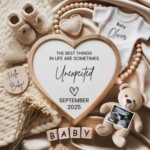 Unexpected Pregnancy Announcement Digital, Editable Baby Reveal Template, Surprise Gender Neutral Baby Announcement for Social Media 2025