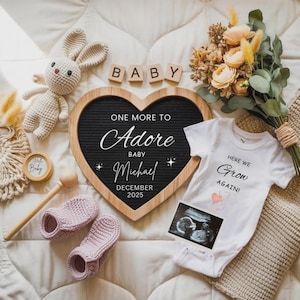 One More to Adore Pregnancy Announcement,Editable Baby Announcement Template,Gender Neutral,Here We Grow Again, Social Media,