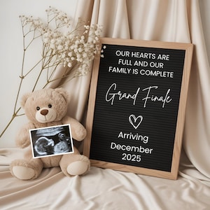 Last Baby Pregnancy Announcement, The Grand Finale Baby Reveal, Digital Editable Template, Gender Neutral Flat Lay, Social Media Download