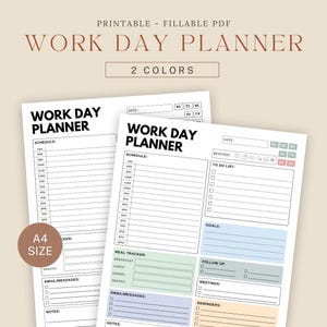 Work Day Organizer,Work Day Planner,Digital Planner,work planner,Checklist,Daily To Do List,Checklist,Fillable Pdf,Daily ProductivityPlanner