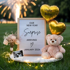 New Year 2026 Pregnancy Announcement Digital, Editable Baby Reveal Template, Gender Neutral Social Media Post, NYE January Ultrasound Idea