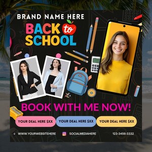 Back to School Flyer, Back 2 School Hair Flyer, Braid Special Canva Template, August Booking Flyer, Editable Hair Salon Promo Flyer