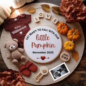 Fall Pregnancy Announcement Digital | Gender Neutral Autumn Baby Reveal | Editable Thanksgiving Pregnancy Template for Social Media,
