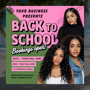 Back to School Flyer, Hair and Braid Sale Template, Back 2 School Canva Flyer, Editable Lashes and Beauty Salon Promotion Template