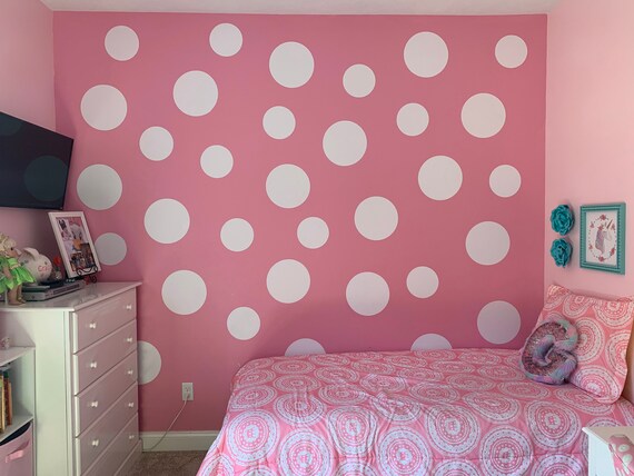 Pink Polka Dot Wall Decals – Removable Vinyl Stickers For Kids Room, Nursery, Bedroom, Living Room Decor - View #5