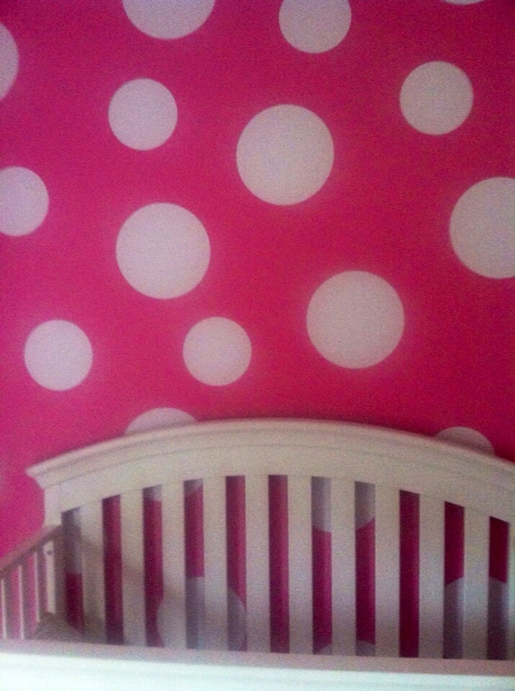 Pink And White Polka Dot Nursery Vinyl Polka Dot Wall Decals Vinyl Decal White Polka Dots Babys Room Toddlers Room Kids Children Room