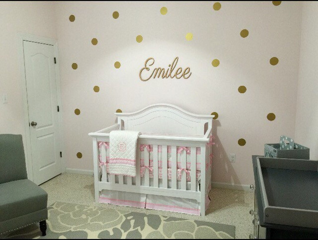 Baby Girl Nurserygold Nursery Gold Polka Dots Decalswall Etsy