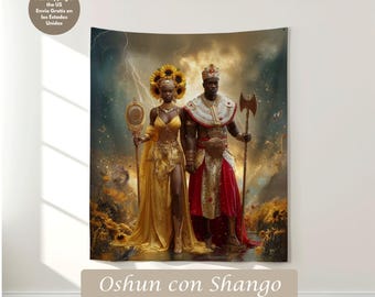 Tapiz de Oshún y Shangó: Panel del Trono Yoruba, Decoración del Altar de Santería