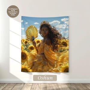Oshun Tapestry | Orisha Wall Art | Panel de Trono para Oshun | Yoruba Decor | Tapiz Espiritual | Arte Yoruba