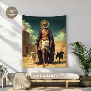 San Lázaro Tapestry | Panel de Trono San Lázaro | Babalu Aye Wall Art | Santería Altar Backdrop | Afro-Cuban Spiritual Decor