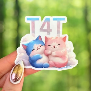 T4T Cats Sticker | Trans for Trans Relationship Decal | Cute Cats T4T Sticker