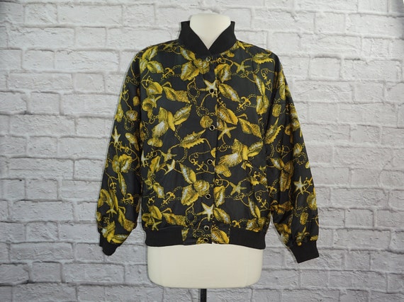 Vintage Silk Nautical Bomber Jacket Medium