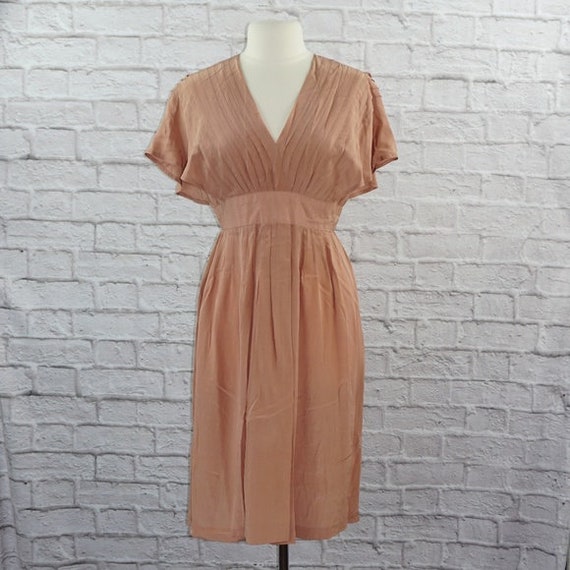 Vintage 40s Silk Pink Mauve Dress Large