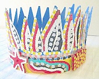 James Harold Jennings vintage birthday crown hat, outsider art, NC visionary artist, 1980s