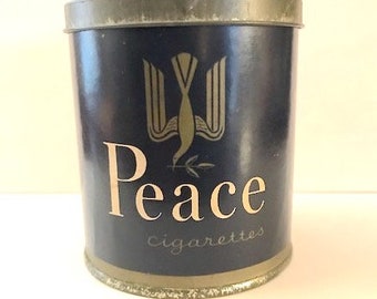 Vintage PEACE Cigarettes Tin Box, Late 1940's - early 1950's, Japan Monopoly Corporation, tobacciana collectible