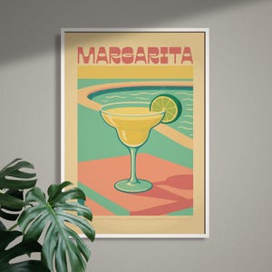 Margarita Printable Wall Art - Retro Cocktail Recipe Poster - Digital Download, Kitchen Bar Decor, Instant Download Print