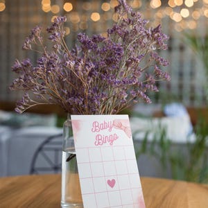 Pink Girl Baby Shower Bingo Game: Editable Canva Template (Digital Download)