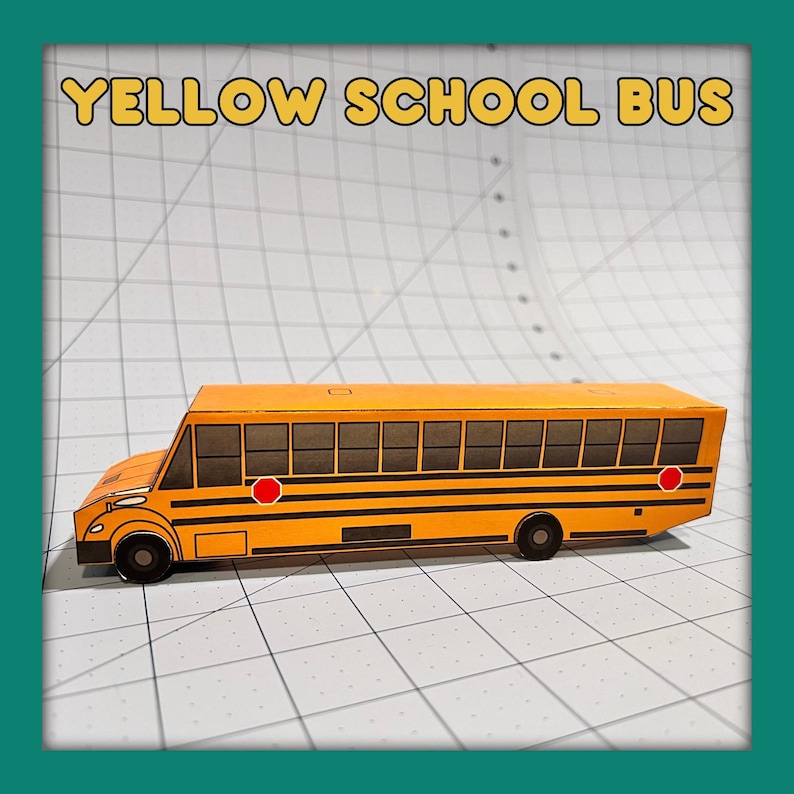 Yellow School Bus Paper Craft. Print-cut-glue. 3D Model. Printable PDF ...