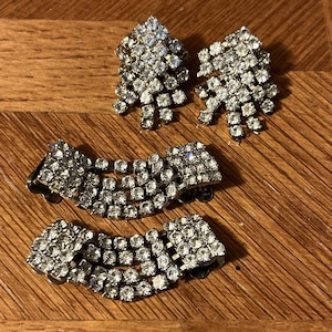 Art Deco Rhinestone Shoe Clips: Vintage 1930s Style, Silvertone - 2 Pairs image 1