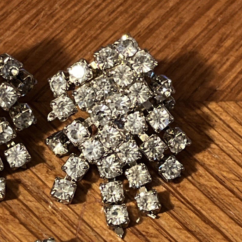 Art Deco Rhinestone Shoe Clips: Vintage 1930s Style, Silvertone - 2 Pairs image 4