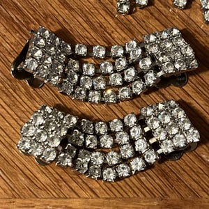 Art Deco Rhinestone Shoe Clips: Vintage 1930s Style, Silvertone - 2 Pairs image 5