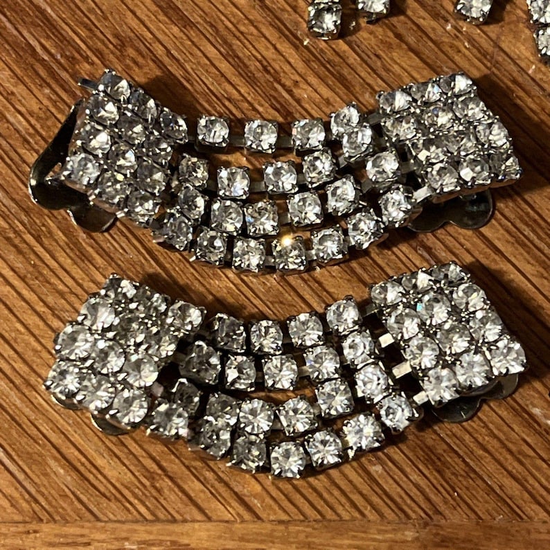 Art Deco Rhinestone Shoe Clips: Vintage 1930s Style, Silvertone - 2 Pairs image 5