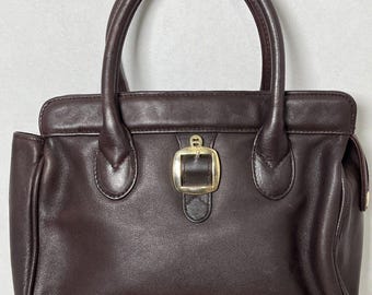 VTG Etienne Aigner Genuine Leather Bag Handbag Retro Double Handles Brown