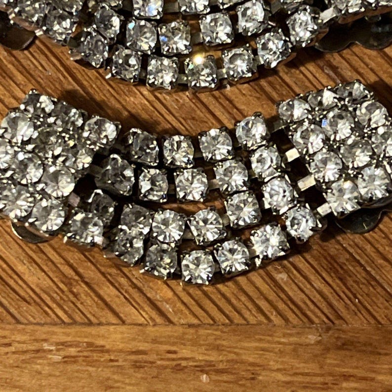 Art Deco Rhinestone Shoe Clips: Vintage 1930s Style, Silvertone - 2 Pairs image 7