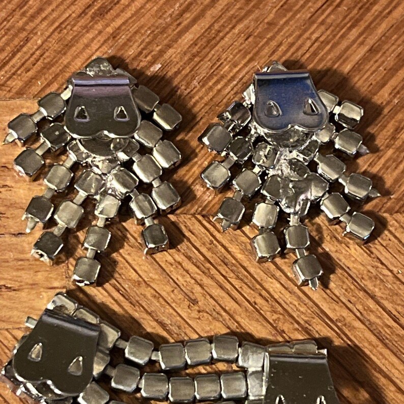 Art Deco Rhinestone Shoe Clips: Vintage 1930s Style, Silvertone - 2 Pairs image 9