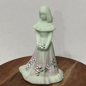 Vintage Fenton Lotus Mist Burmese Bridesmaid Figurine | Hand Painted by Shaun Rippeto | Satin Art Glass | Limited Edition Fenton
