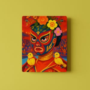 Luchadora Acrylic Panel Wall Art, Lucha Libre Vibrant Wall Decor, Mexican Wrestling Poster, Colorful Acrylic Print