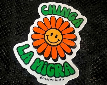Vibrant ‘Chinga La Migra' Die-Cut Sticker, Fight For Immigrant Rights, Protest Decals, Vinyl Decals, Laptop Stickers, Car Stickers