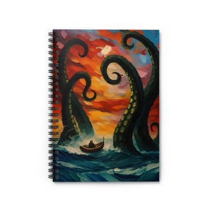 Attack of the Kraken Spiral Notebook - Cryptid, Sea Monster, Ruled Line, tijdschrift voor fans van cryptozoölogie, cadeau mythisch wezen, nautisch